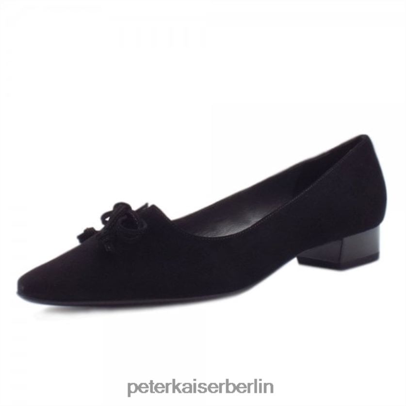 8V264D28 Peter Kaiser Lizzy spitze Zehenschuhe mit niedrigem Absatz schwarzes Wildleder Frauen Schuhwerk