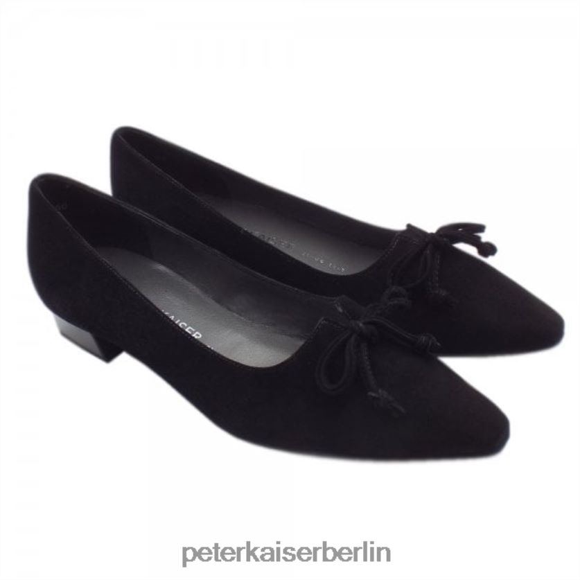 8V264D28 Peter Kaiser Lizzy spitze Zehenschuhe mit niedrigem Absatz schwarzes Wildleder Frauen Schuhwerk