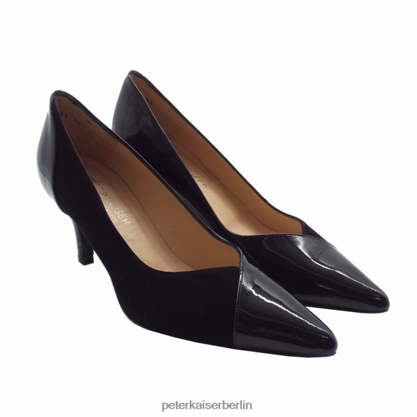 8V264D132 Peter Kaiser Stilvolle Pumps aus Lackleder und Wildleder von Brin schwarze Mischung Frauen Schuhwerk