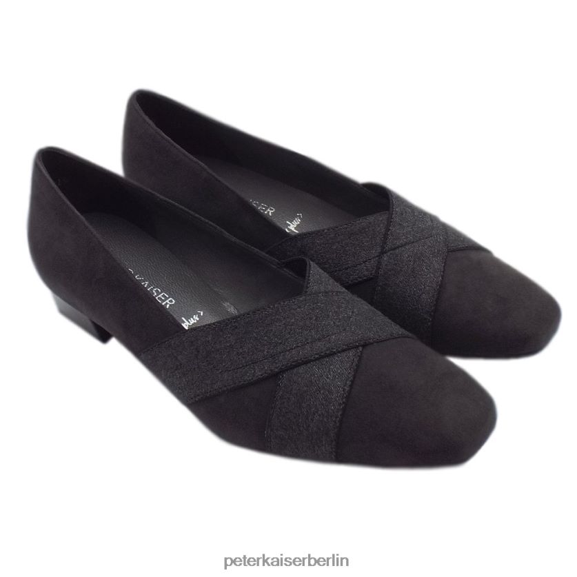 8V264D163 Peter Kaiser Nigela-Ballerinas mit niedrigem Absatz und weiter Passform Carbon-Wildleder Frauen Schuhwerk