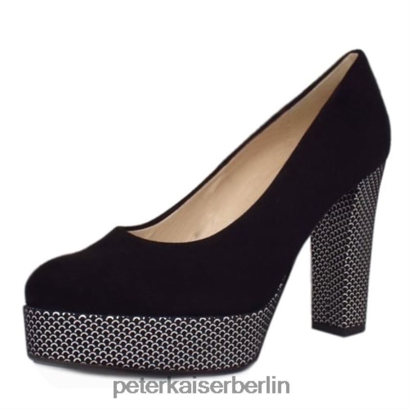 8V264D182 Peter Kaiser Irmgard trendige Pumps mit Blockabsatz schwarzes Wildleder Frauen Schuhwerk