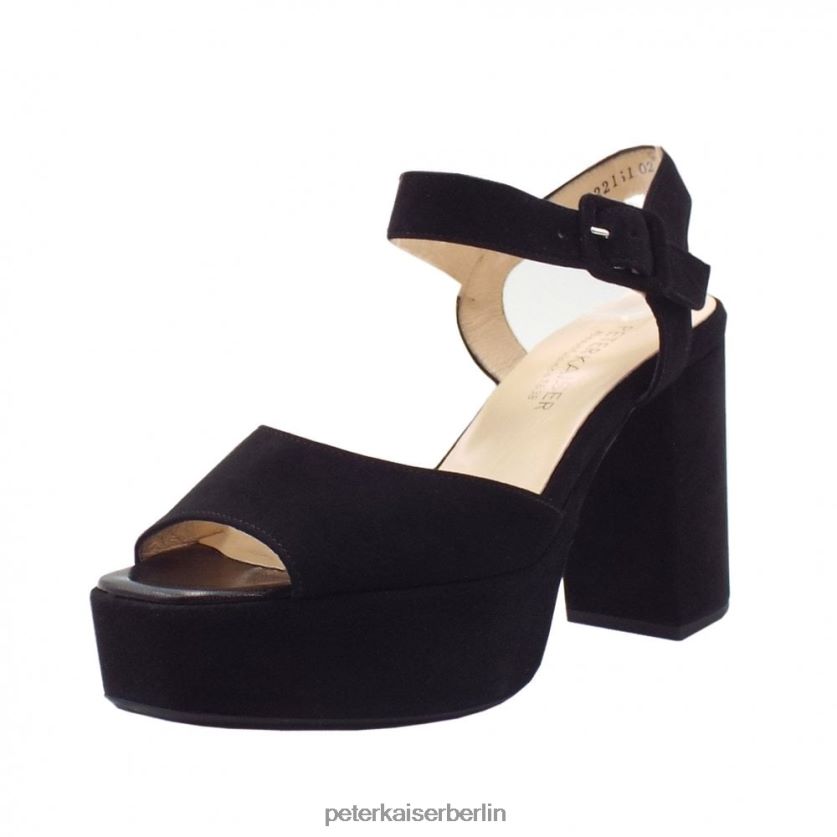 8V264D142 Peter Kaiser Felicia-Plateausandalen mit Knöchelriemen schwarzes Wildleder Frauen Schuhwerk