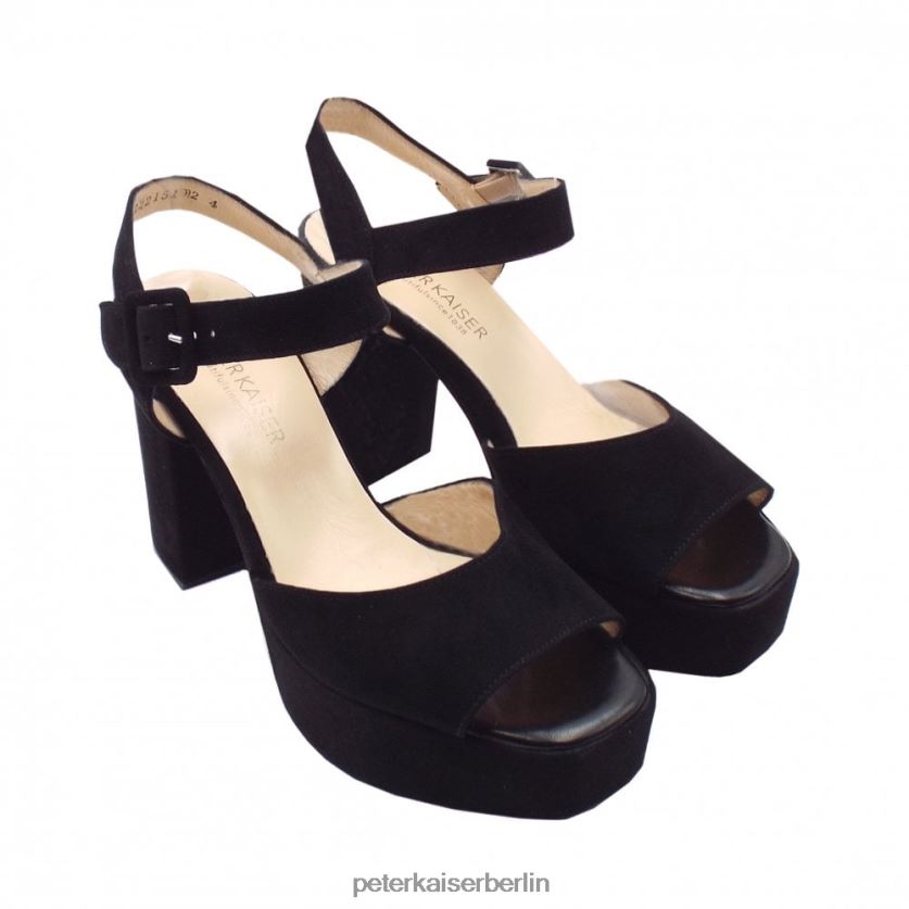 8V264D142 Peter Kaiser Felicia-Plateausandalen mit Knöchelriemen schwarzes Wildleder Frauen Schuhwerk