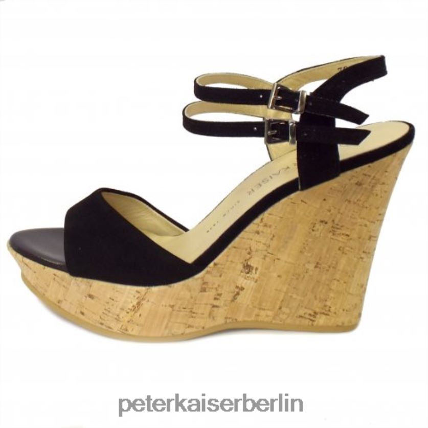 8V264D198 Peter Kaiser Ronko-Keilsandalen schwarzes Wildleder Frauen Schuhwerk